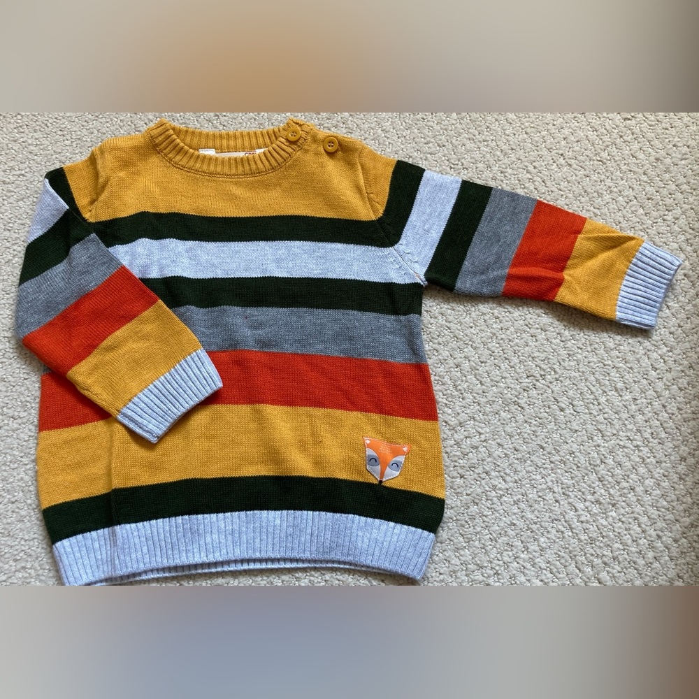 Elegant Baby boy multi colored striped knit sweater 12-18 month (86 cm).